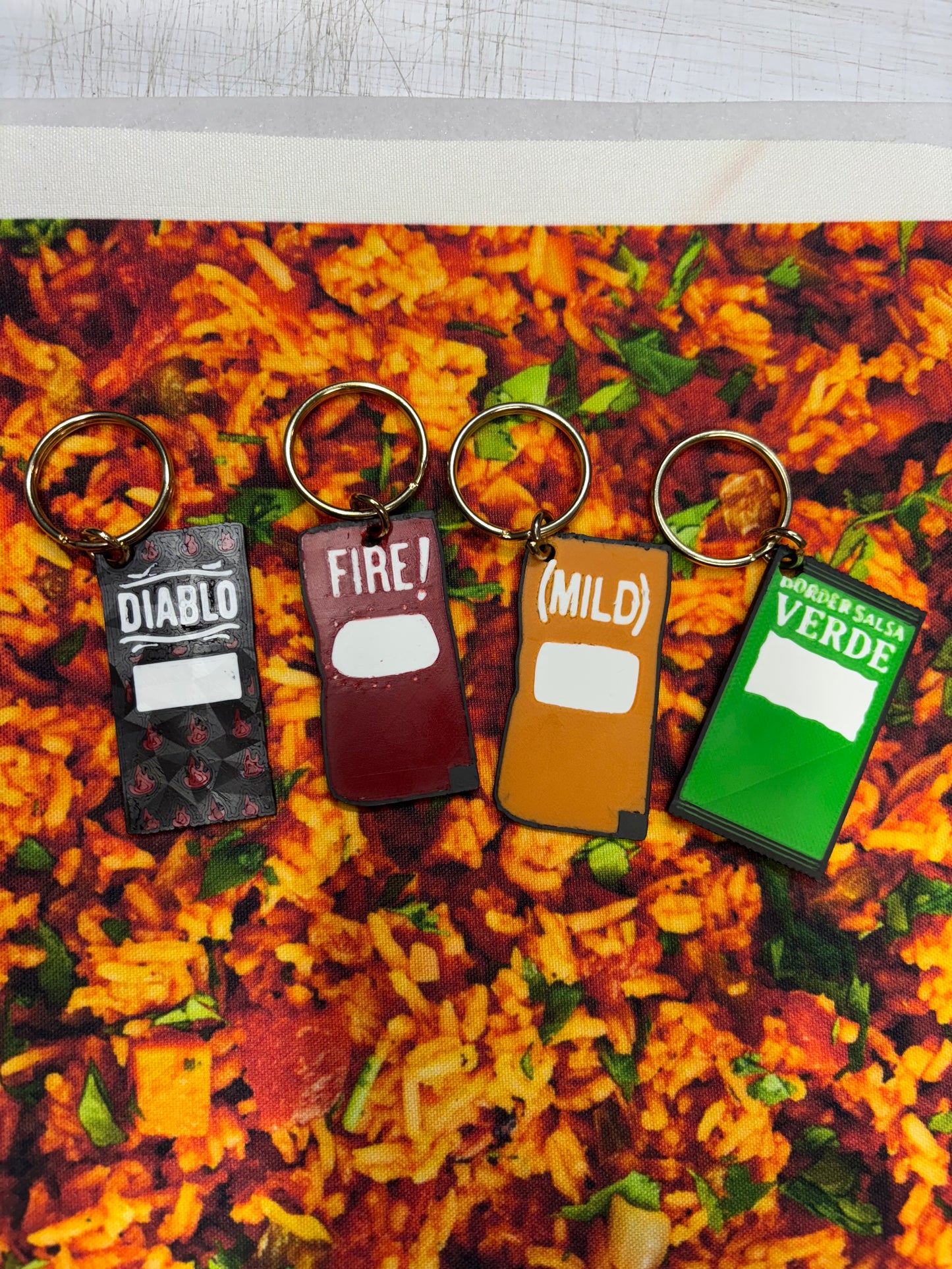 4 sauce keychains