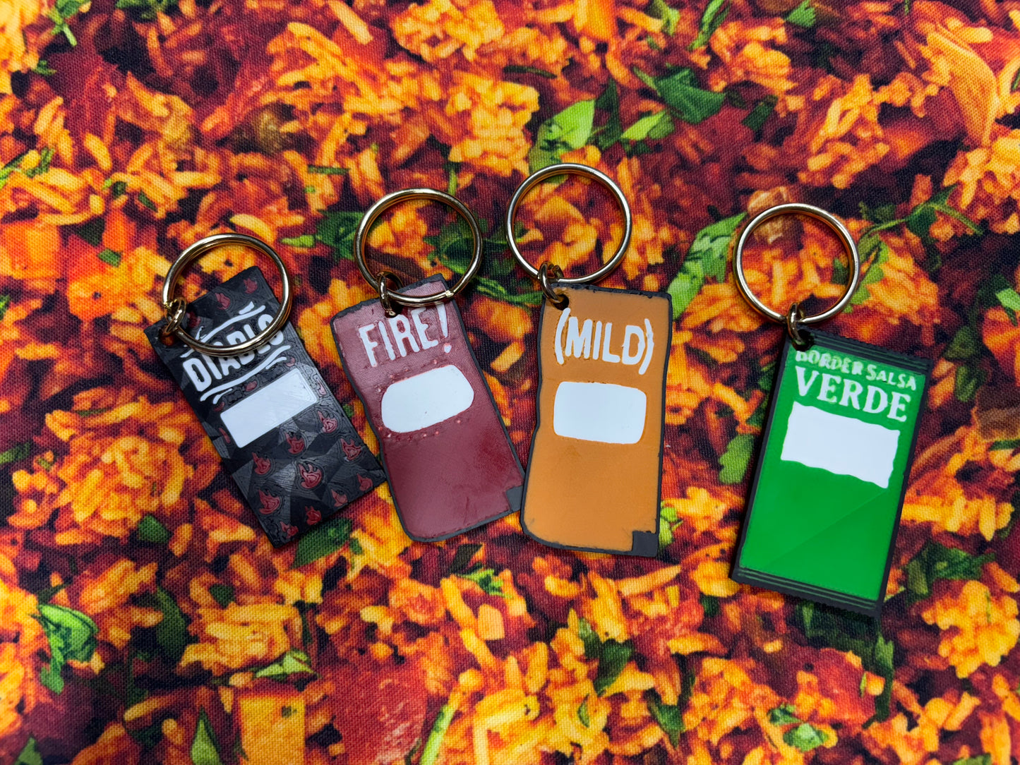 4 sauce keychains